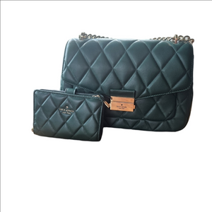 Kate Spade Green Quilted Shoulder Bag with Wallet